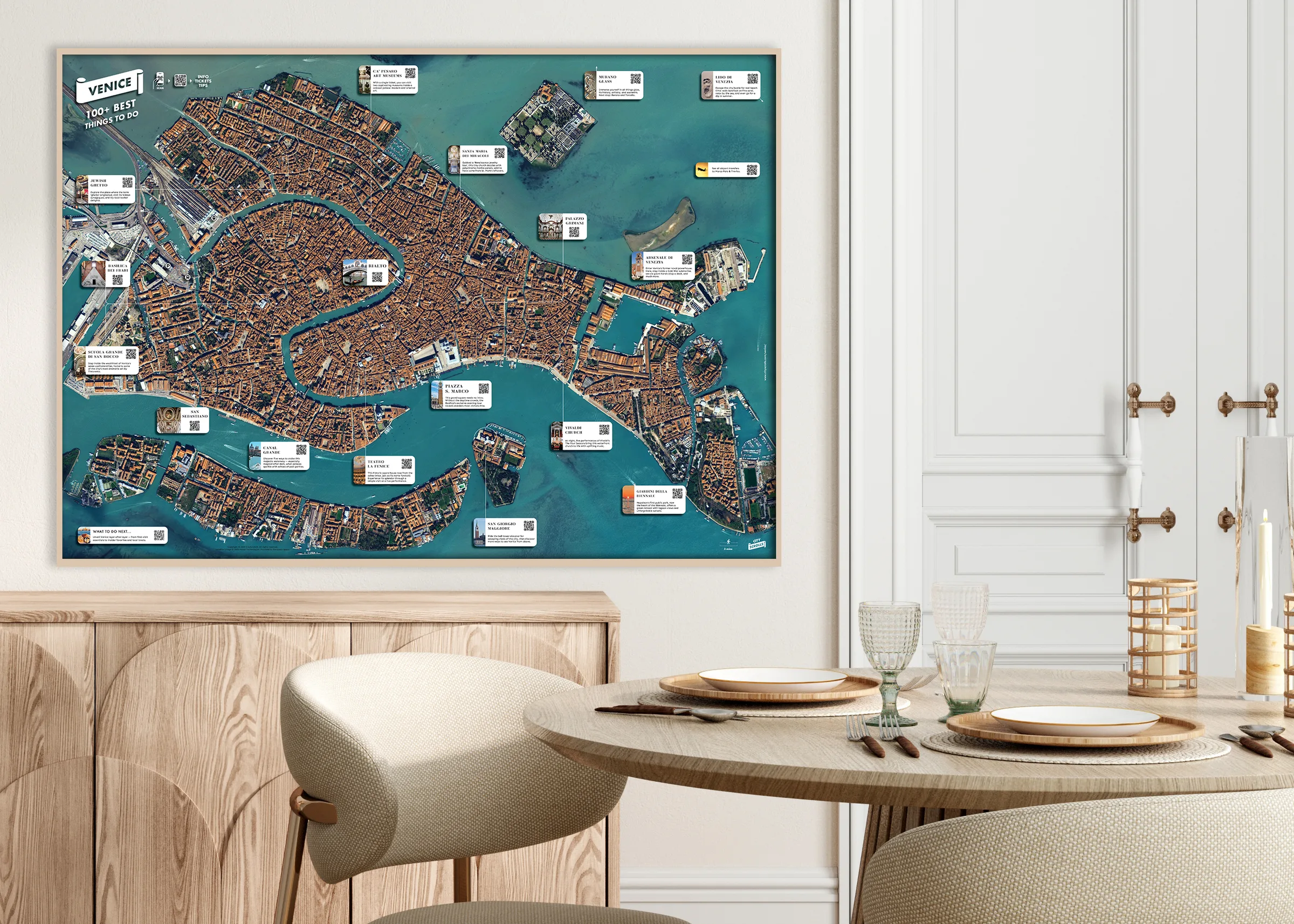 Anteprima della mappa Venezia Satellitare formato A1 ambientato in una stanza
