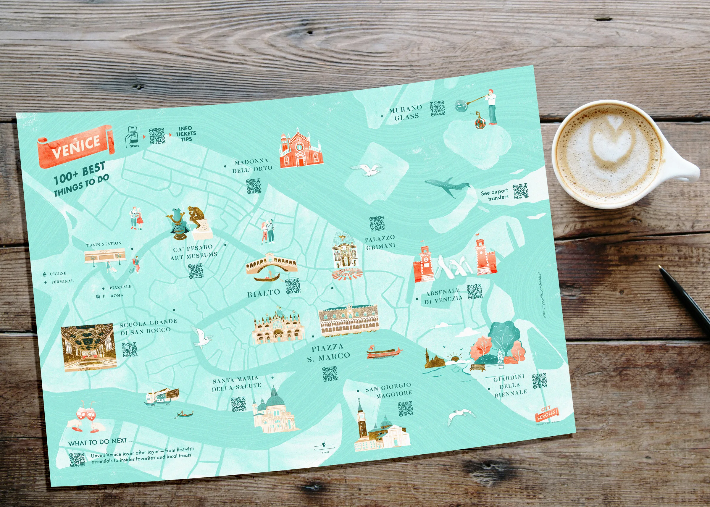Anteprima della mappa Venezia Illustrata formato A3 alla reception