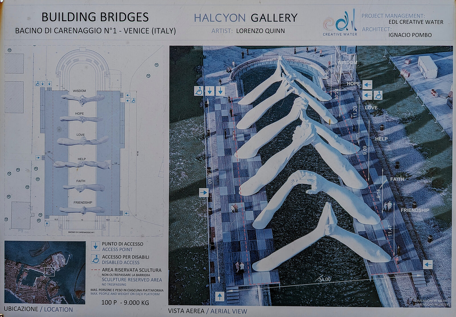 Venetian Arsenal : Building Bridges sculpture explanatory panel