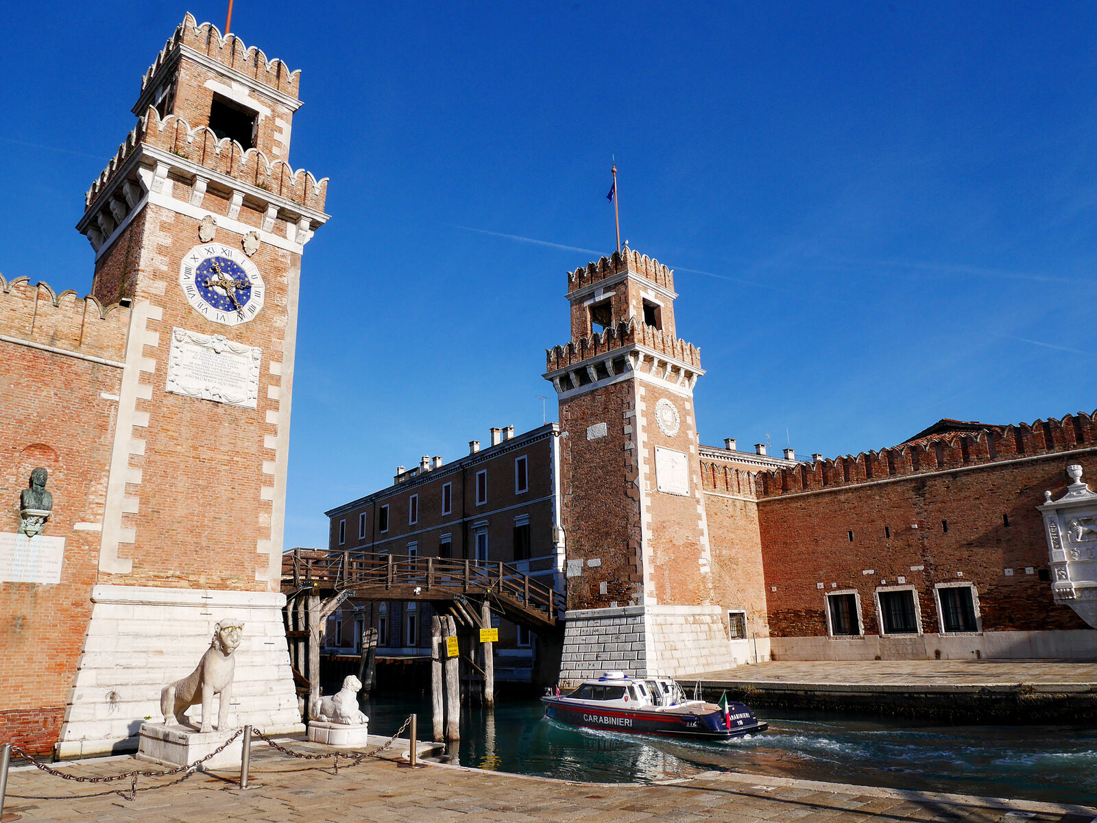 Venetian Arsenal : The twin towers guarding the original main waterway entrance