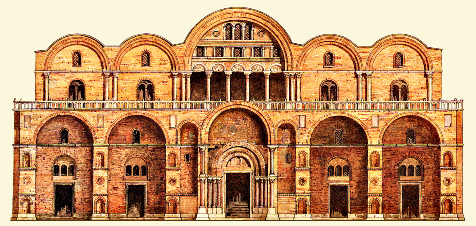 Basilica di San Marco : Before the embellishment process began in 1071, the church had its original brick structure exposed