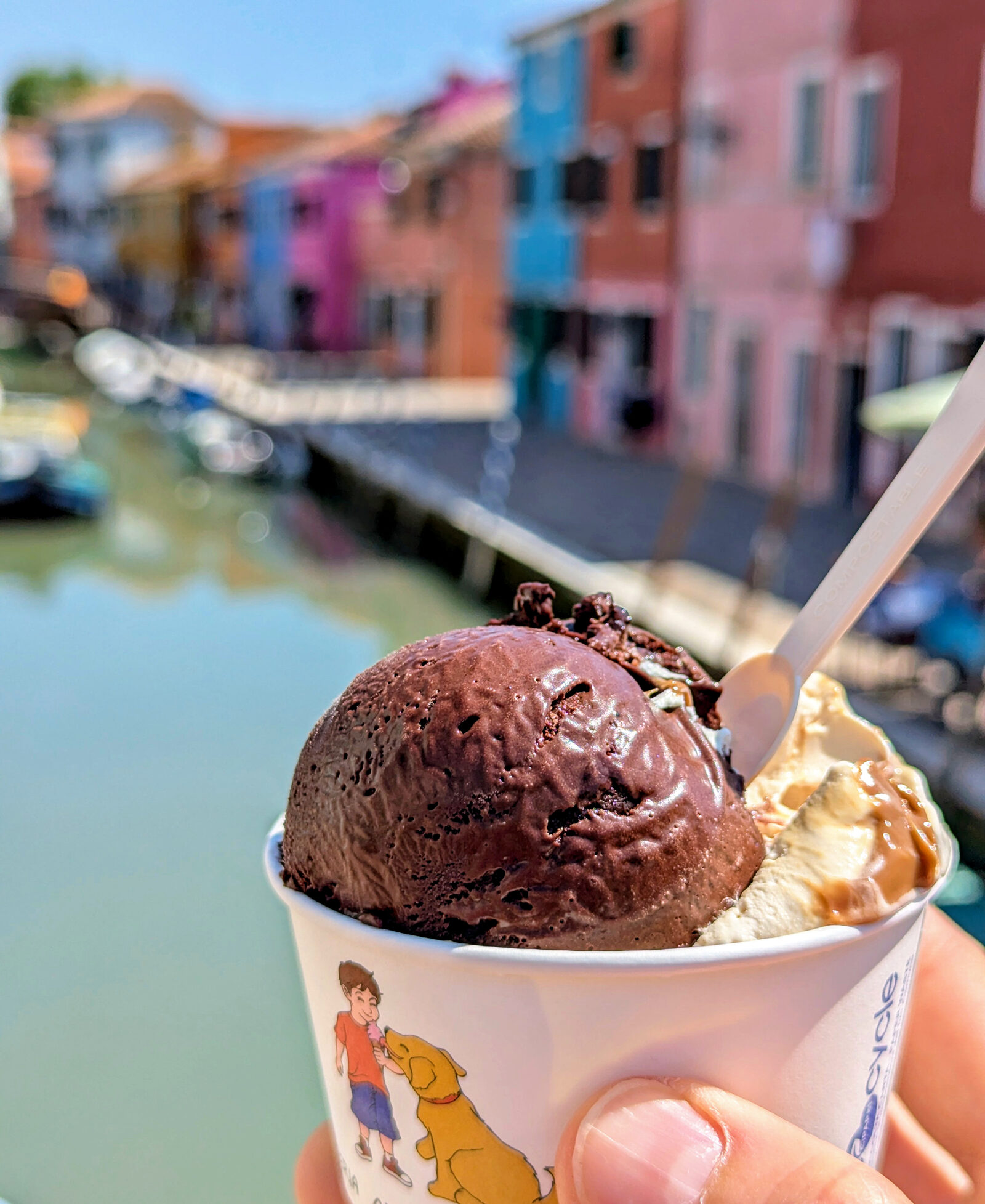 Burano : On Burano, even the gelato is colorful and it's one of the sweet perks of visiting the island