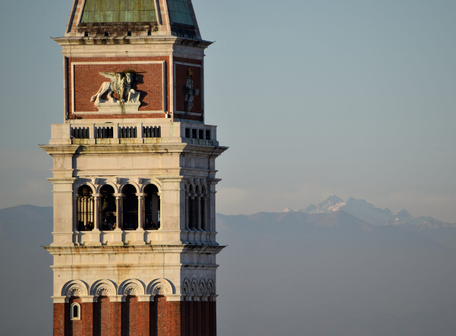 Campanile di San Marco : With the Alps in the backdrop, as seen from the bell tower of San Giorgio Maggiore