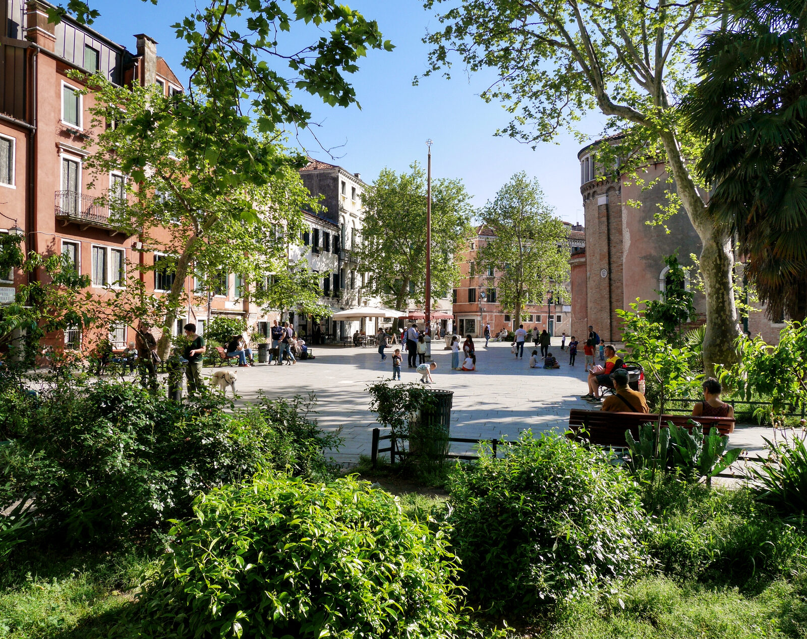 Campo San Giacomo : At the northern part of the square, there's an unusual patch of green — a rare treat in Venice's squares
