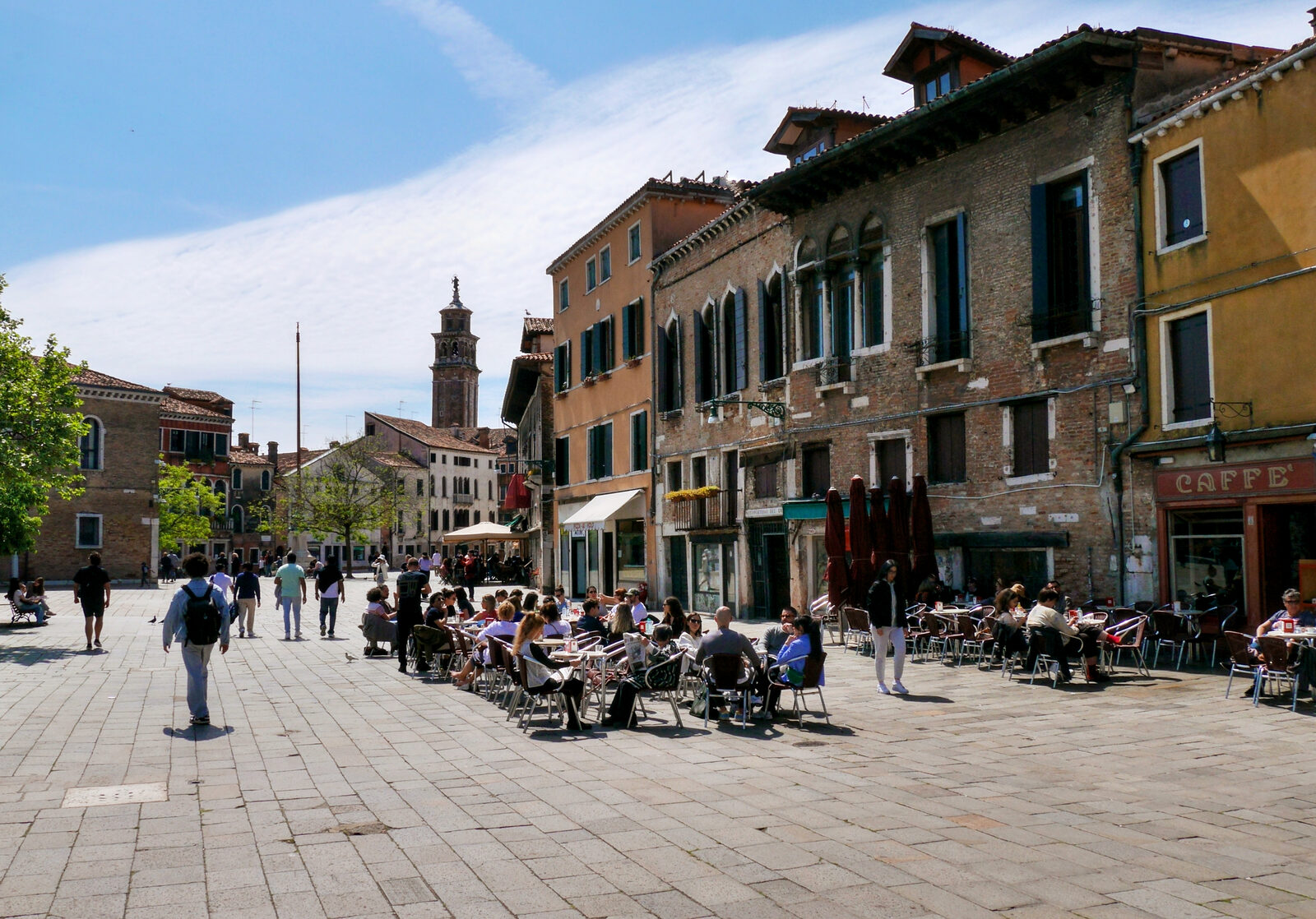 Campo Santa Margherita : Looking south, you'll see the bell tower of Santa Maria dei Carmini rising in the background