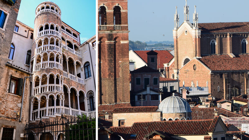 From Above : The iconic staircase of Palazzo Contarini del Bovolo, its tip rising between the rooftops