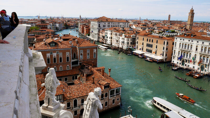 From Above : The entrance to Canal Grande, seen from above the basilica's many statues