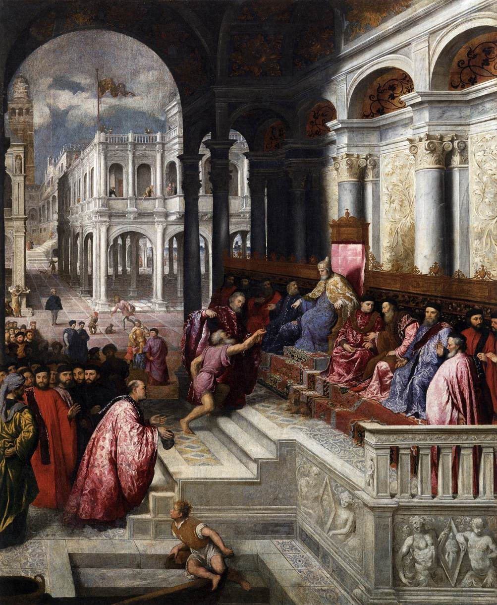 Gallerie dell'Accademia : Another painting intertwined with the Renaissance legends of the city: 'The fisherman presenting the Ring to Doge Gradenigo' by Paris Bordone