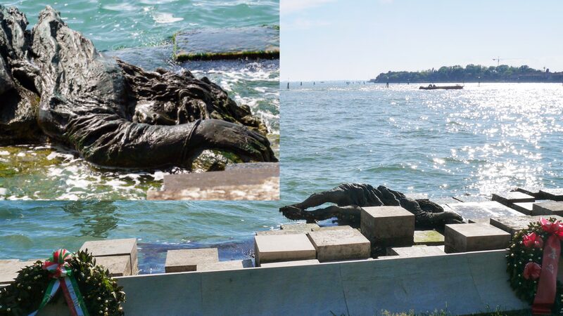 Biennale-Gärten : Bevor Sie die Uferpromenade verlassen, halten Sie Ausschau nach „La Partigiana“: ein eindrucksvolles Bronzedenkmal für die während des Zweiten Weltkriegs hingerichteten venezianischen Partisanen.
