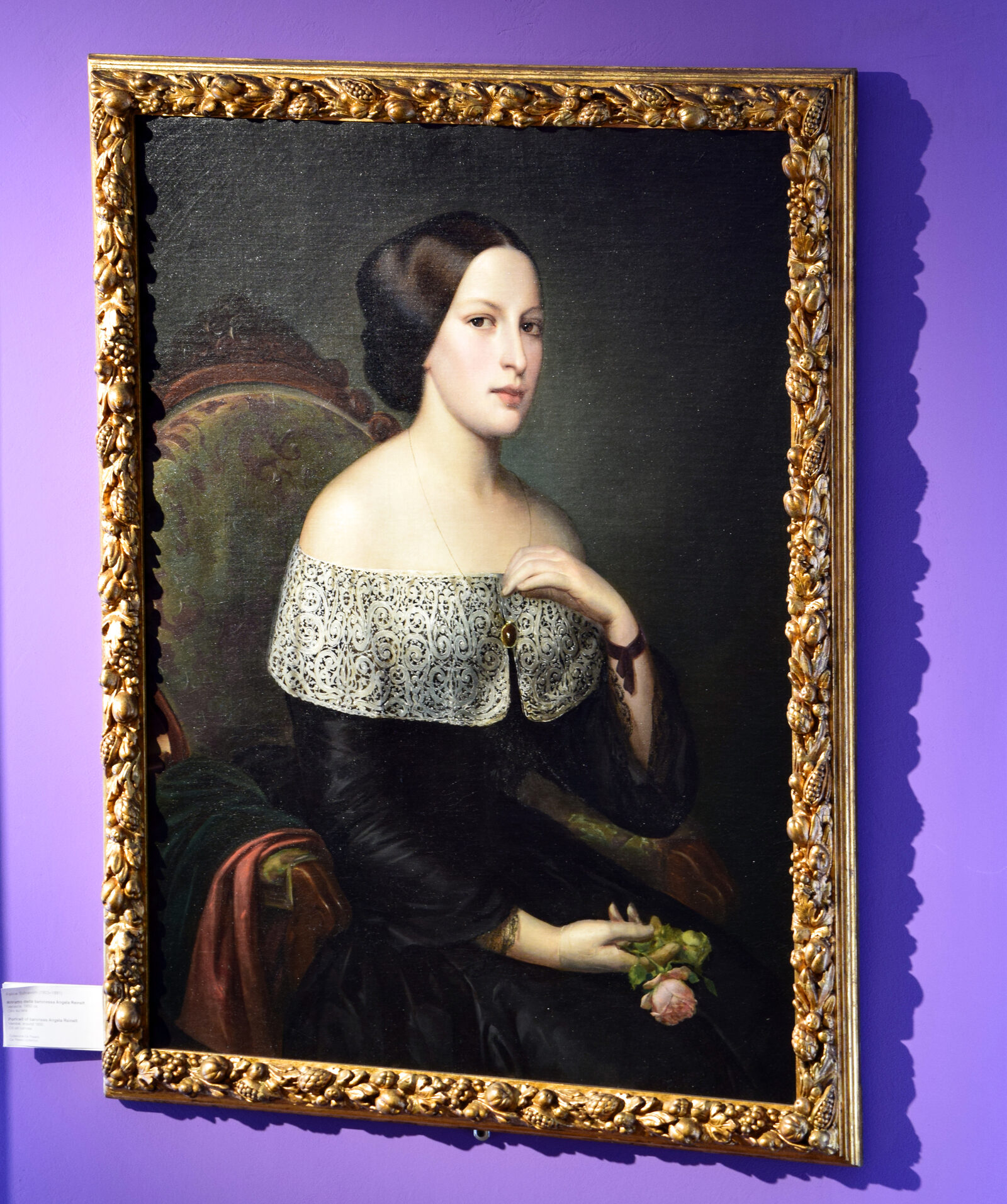 Lace Museum : This 1850 portrait of Baroness Angela de Reinelt illustrates how collars adorned with precious lace became a symbol of status