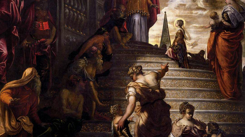 Madonna dell'Orto : The 'Presentation of the Virgin in the Temple' was initially created as two vertical halves, a fact easily noticeable at the bottom, particularly in the child's dress