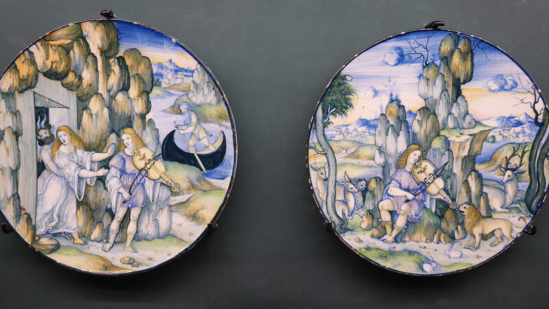 Museo Correr : Examples of Renaissance Majolica: a type of tin-glazed earthenware produced during the 15th century