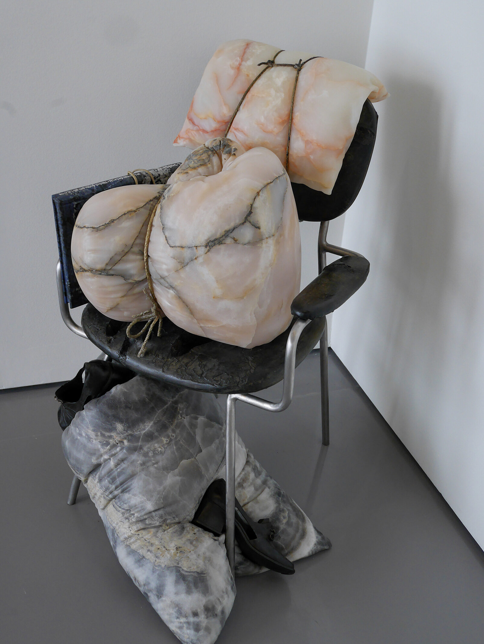 Palazzo Grassi : Here, Tatiana Trouvé uses ordinary museum guard chairs to evoke the human body through its absence — a subtle reminder of how easily the familiar can slip into invisibility