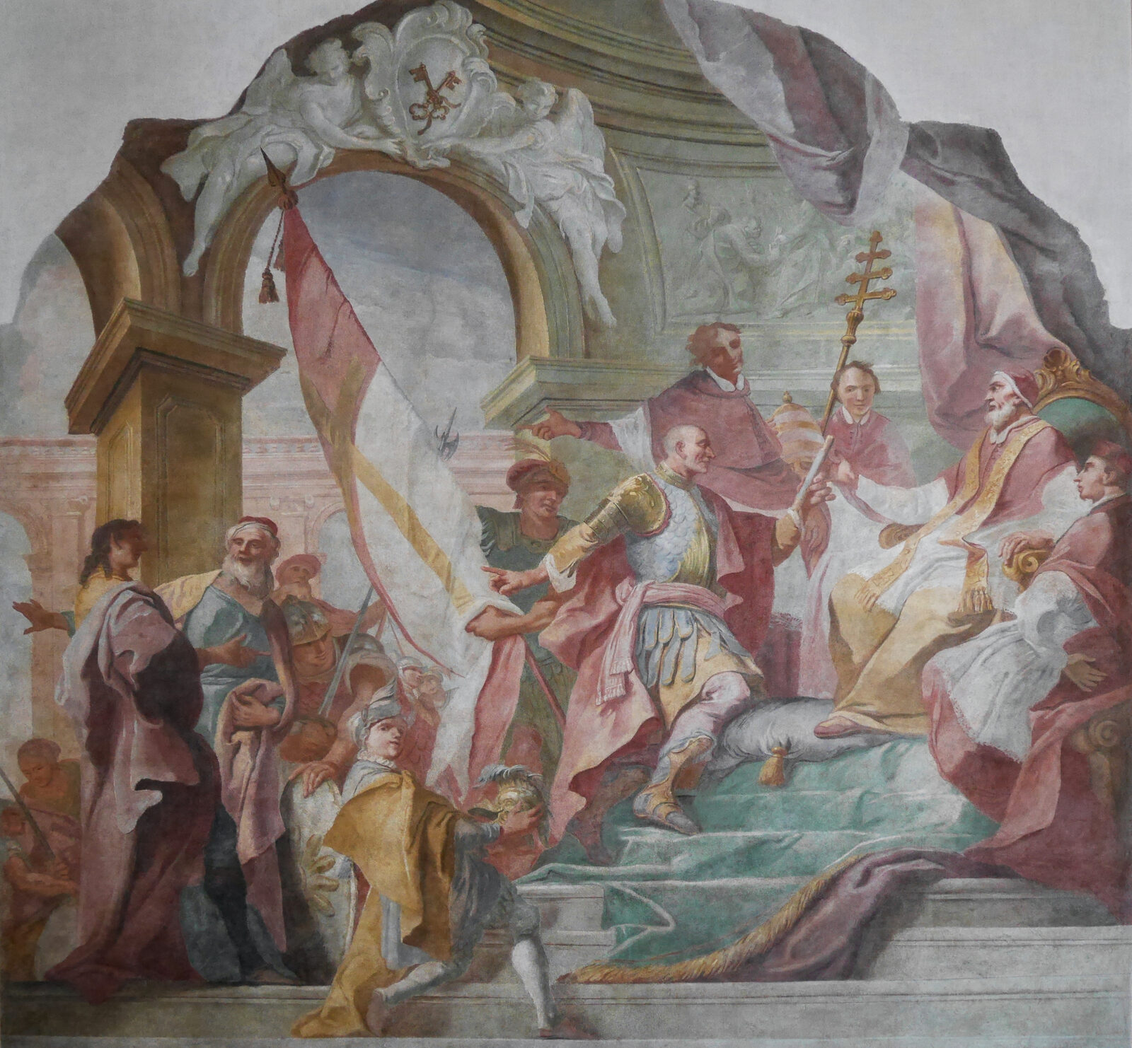 Palazzo Grassi : The frescoes depict moments from the life of Bartolomeo Colleoni, a famed condottiere — including his audience with Pope Paul II before marching against the Turks