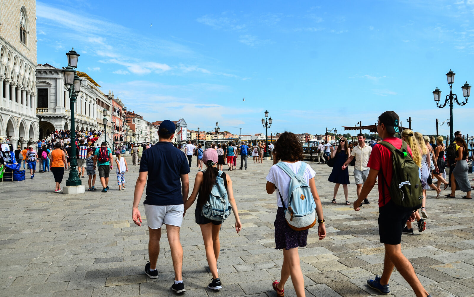 Riva degli Schiavoni :  The monumental waterfront is constantly bustling with crowds, especially the closer you get to the Palazzo Ducale