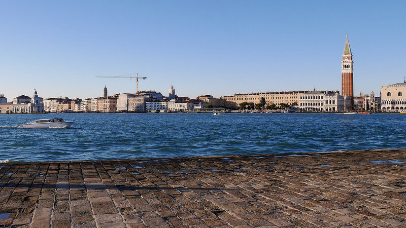 San Giorgio Maggiore : The breathtaking waterfront vista over Venice with the facade behind