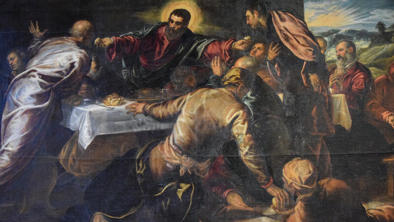 San Polo : The 'Last Supper' by Jacopo Tintoretto can be seen on left wall next to the entrance