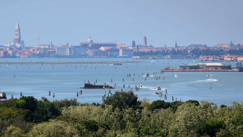 Torcello Campanile : And even Murano to the right — you can spot the lighthouse clearly