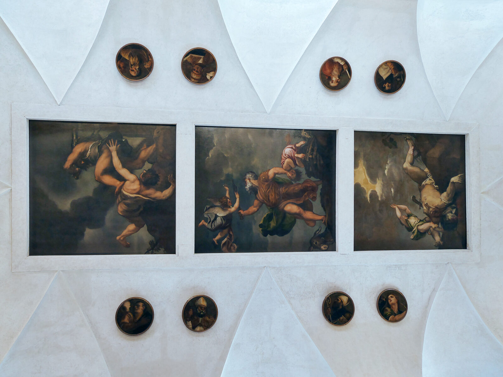 Santa Maria della Salute : Also in the Sacristy, look up to admire Titian’s dramatic ceiling paintings: The Sacrifice of Isaac, Cain and Abel, and David and Goliath