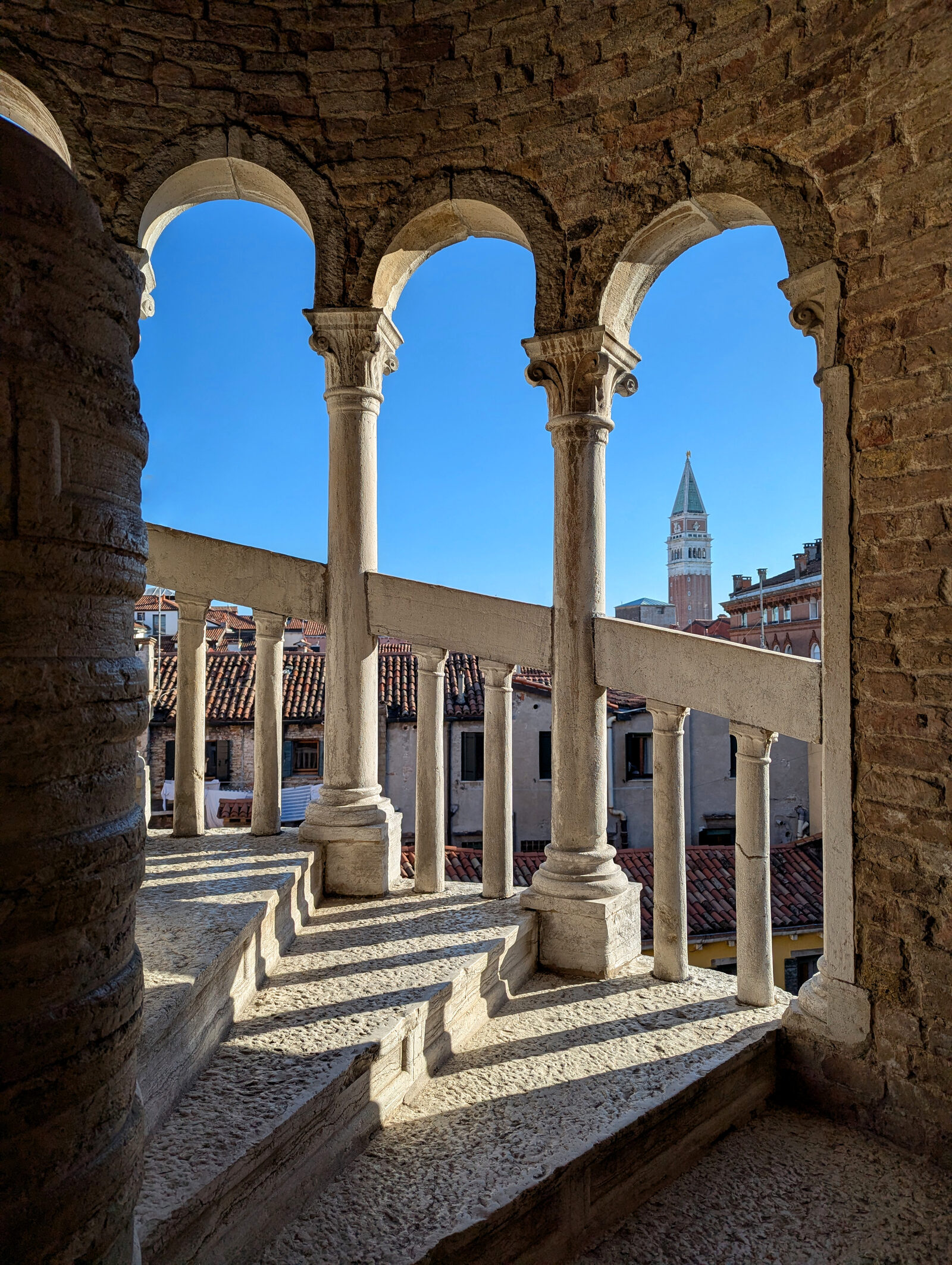 Palazzo Contarini del Bovolo : The first sight to appear as you gain enough height is the San Marco Campanile