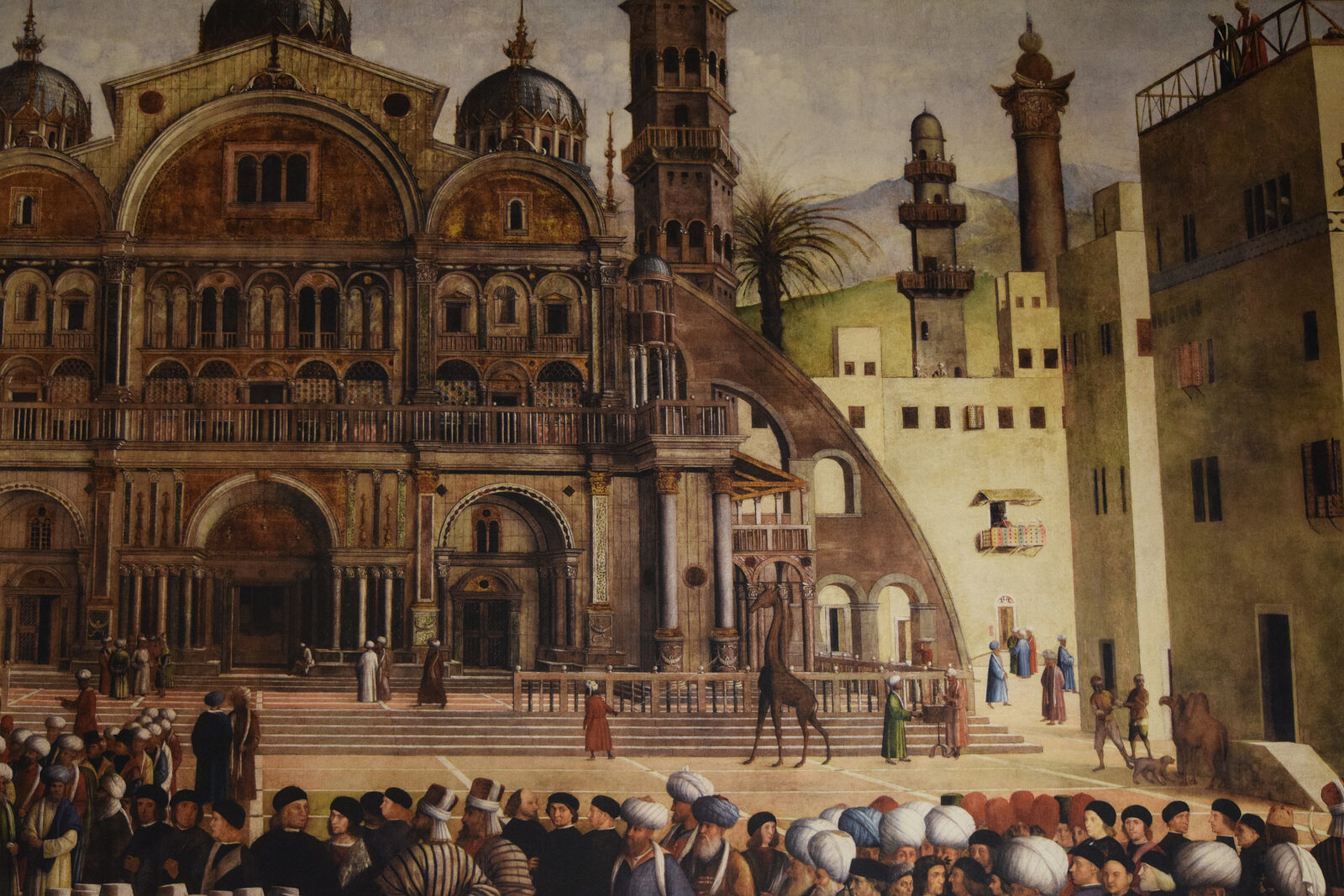 Scuola Grande di San Marco : This canvas by the Bellini brothers depicts an imagined history where Venetians and Muslims intermingle in a fictional city that combines features of both Venice and Alexandria
