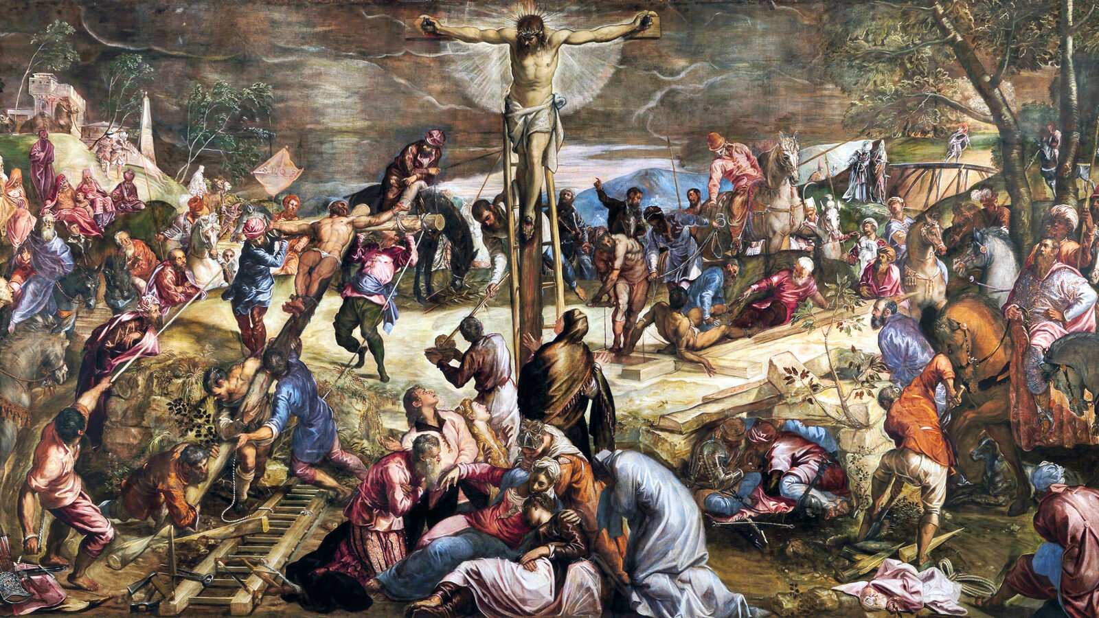 Scuola Grande di San Rocco : Com mais de 5 metros de altura e 12 metros de largura, a imponente 'Crucificação' de Tintoretto na Sala dell’Albergo é considerada a obra-prima máxima do artista