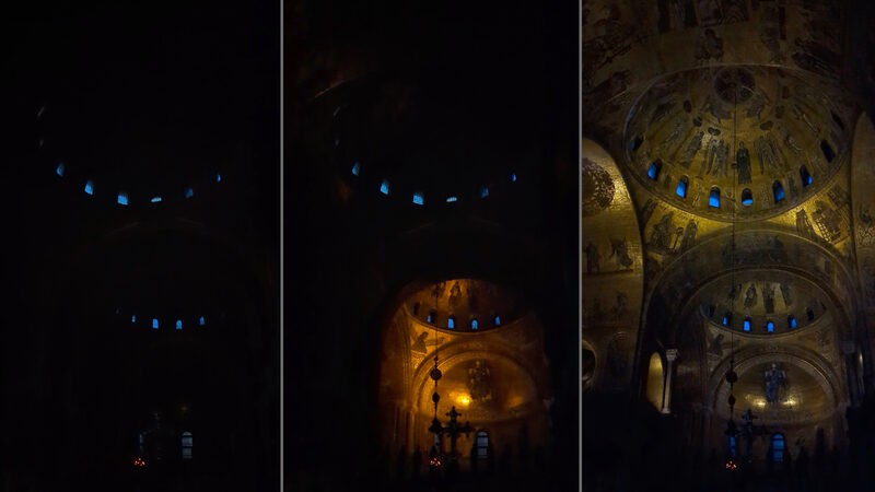 St. Mark's Basilica : The evening tour begins in pitch-black darkness, until suddenly the divine command of 'Let there be light' illuminates the church in a breathtaking spectacle