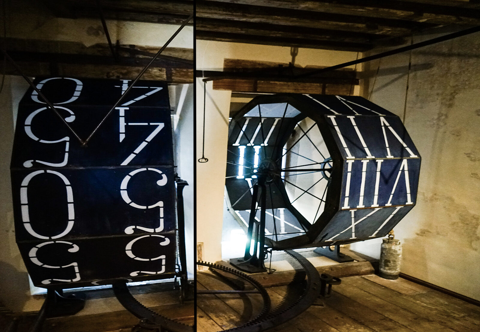 Clock Tower : One floor higher, you can see inside the mechanism of the clock barrels that indicate the hours and minutes