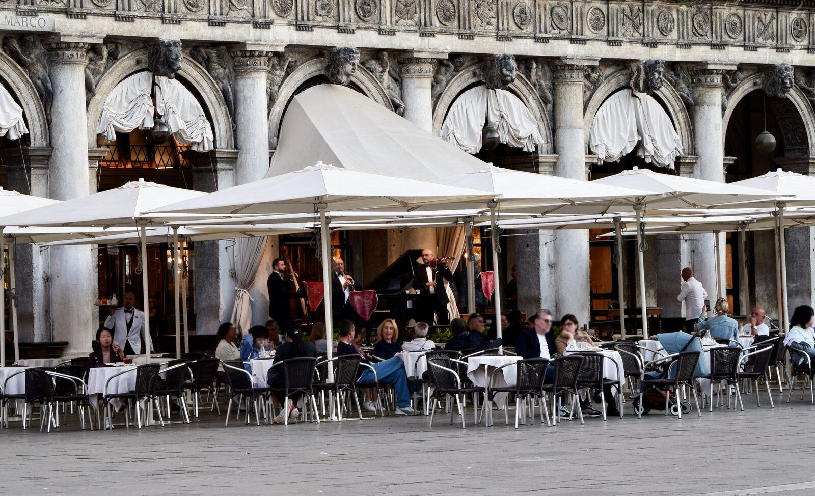 Piazza San Marco : As night falls, the three orchestras around the square usually start playing their sets