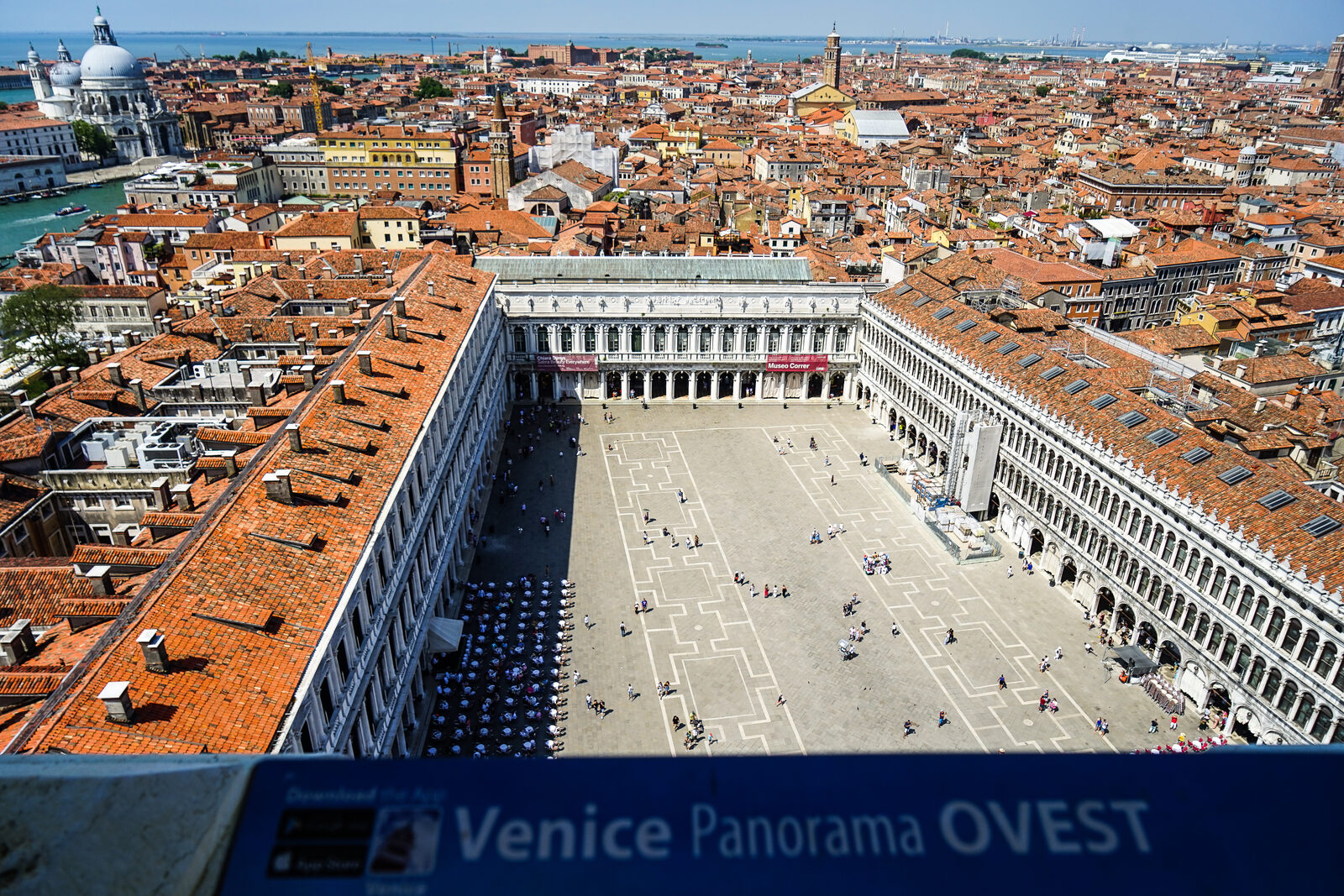 Piazza San Marco : Piazza San Marco has a trapezoidal shape, which you immediately notice from San Marco Campanile when you trace the white Istrian stone pattern laid out in the 1700s