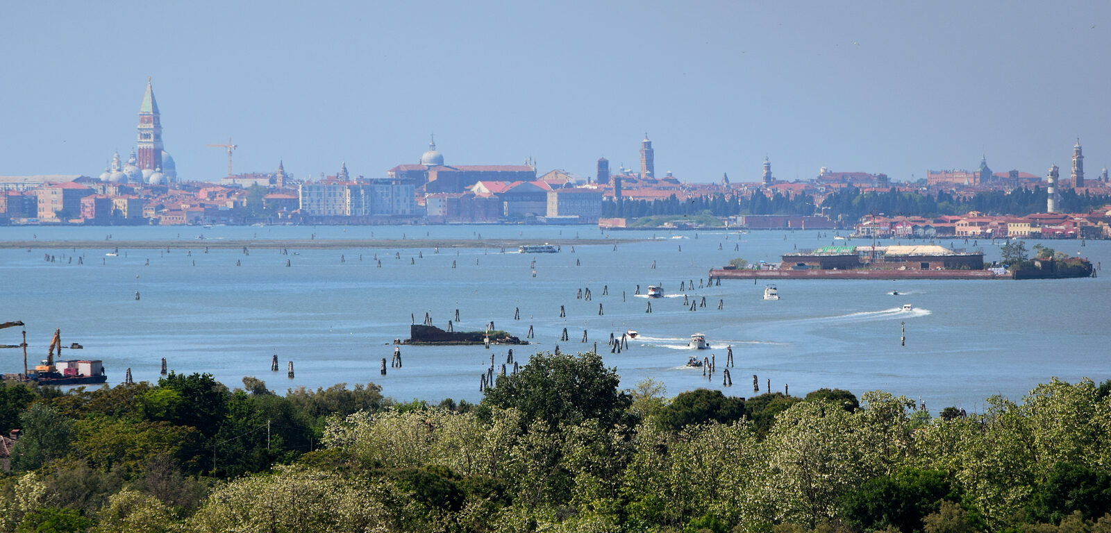 Torcello Belltower : And even Murano to the right — you can spot the lighthouse clearly