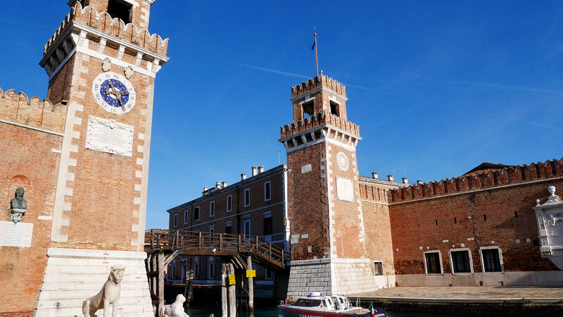 Venetian Arsenal : The twin towers guarding the original main waterway entrance
