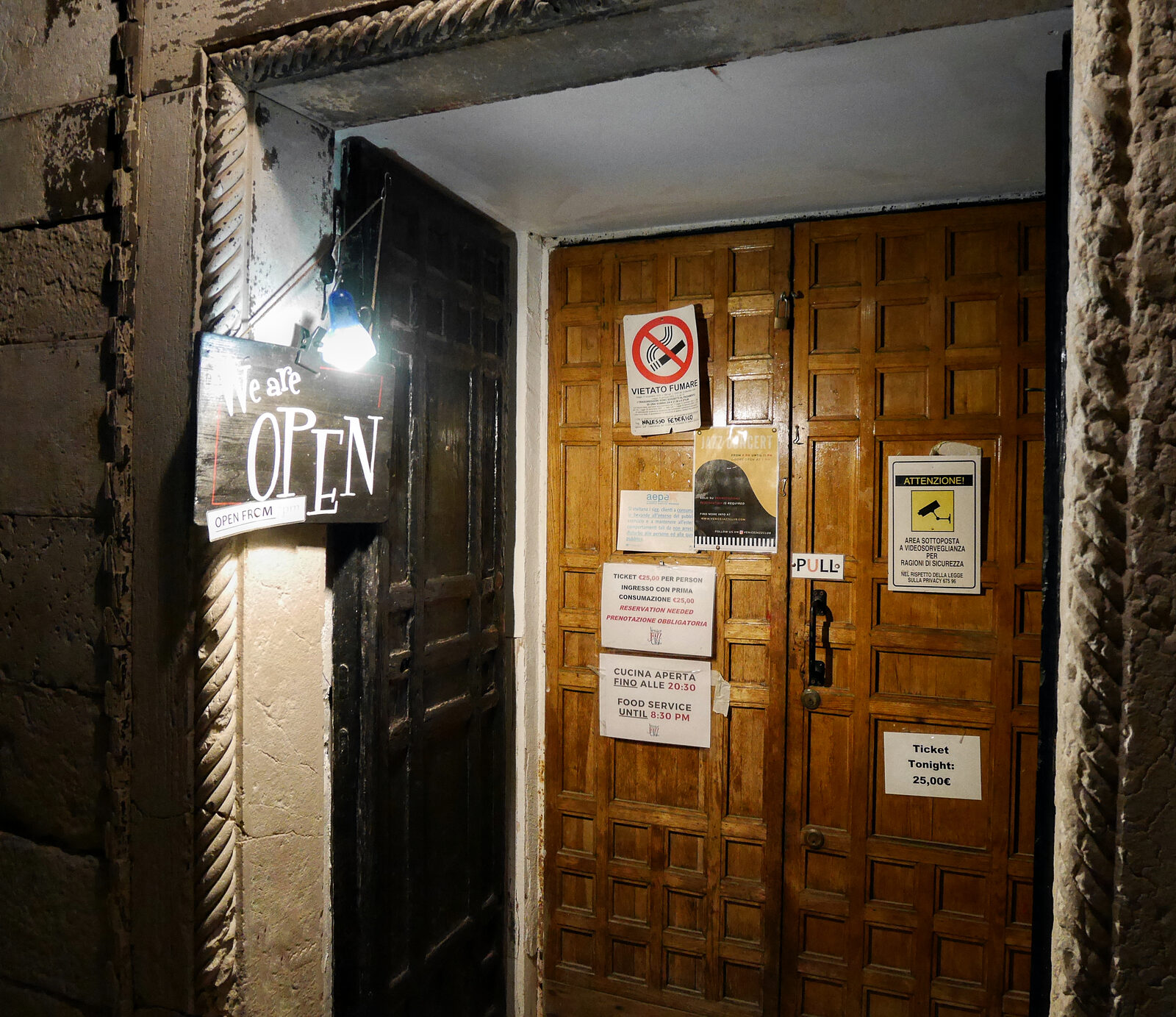 Venice Jazz Club : The unassuming entrance you noticed wandering Dorsoduro by day — leaving you curious about what lies beyond